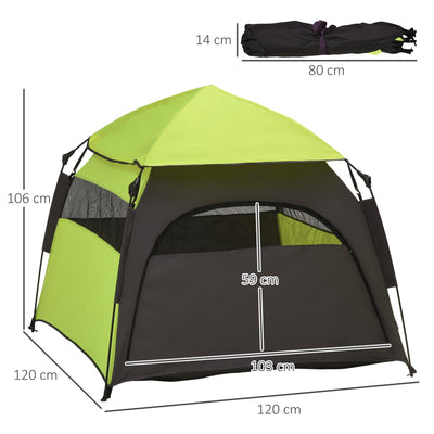 PawHut Foldable Dog Cat Tent with Water-Resistant Oxford, Carry Bag for Extra Large Dog, Green 