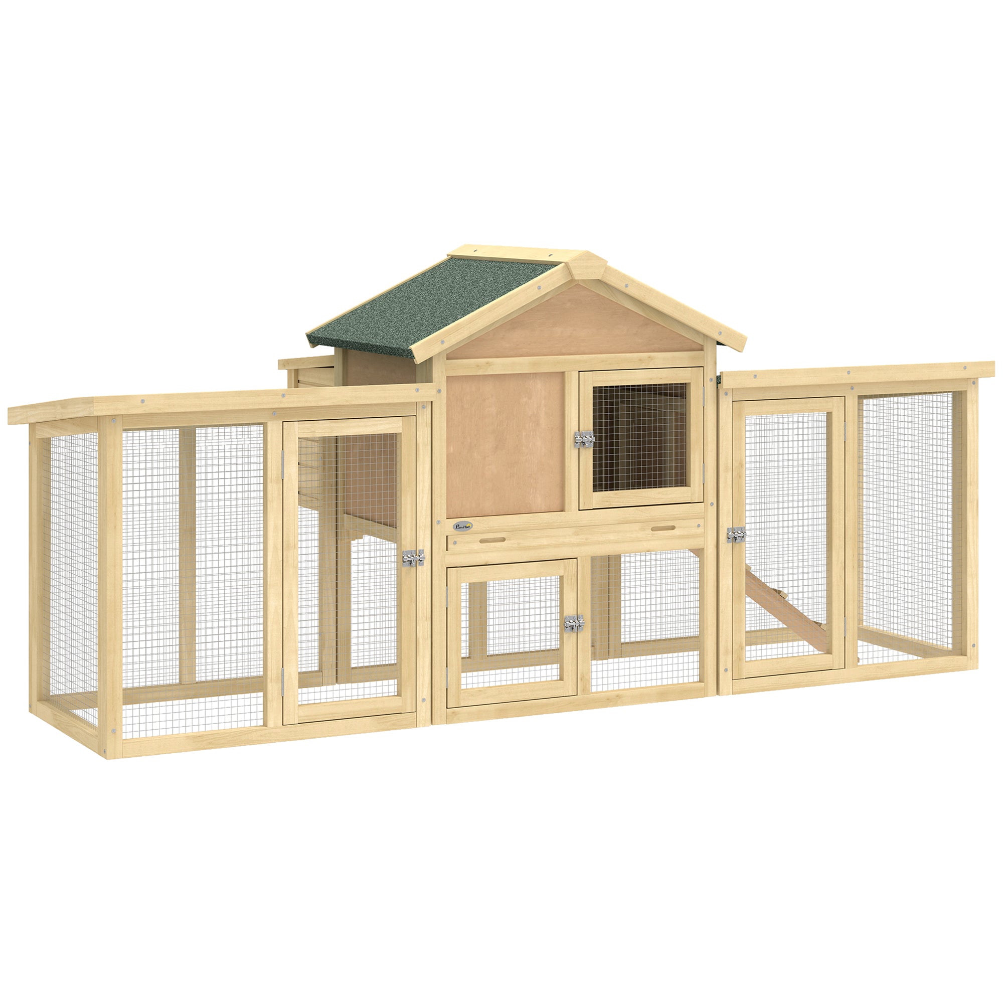 PawHut Large Chicken Coop, Wooden Outdoor Chicken Cage Poultry Hen House with Nesting Box 