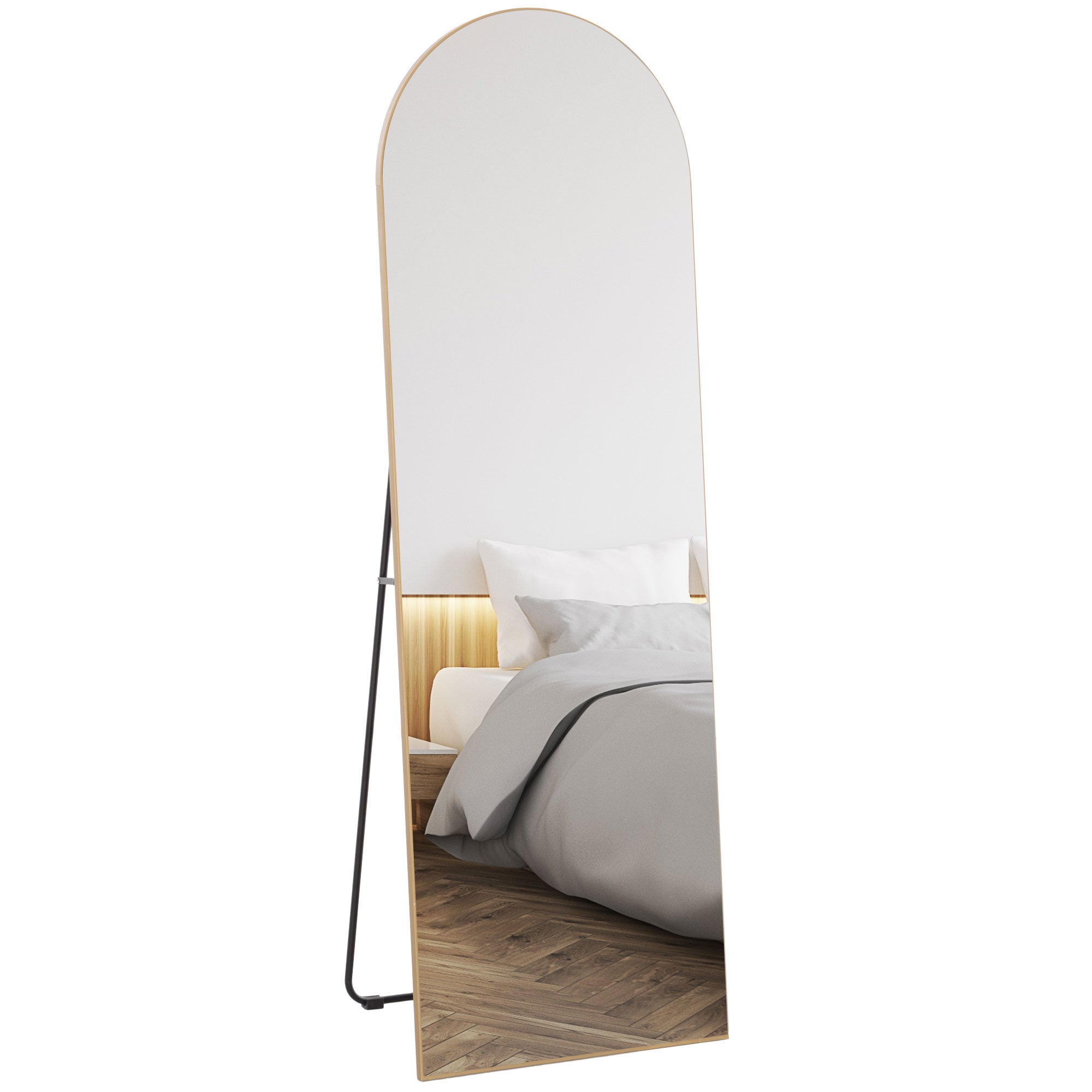 HOMCOM 150cm Arched Full Length Mirror - Gold Tone 
