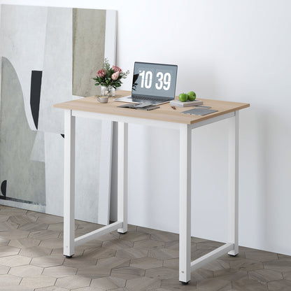 HOMCOM Computer Desk, Writing Table, 80 x 60 x 76cm Workstation for Home Office, Study with Metal Frame, Simple Assembly, White 