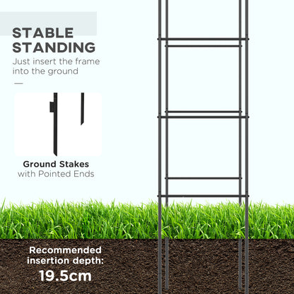 Outsunny Outdoor Garden Arch, Metal Garden Arbor for Climbing Plants, Roses, Vines, Wedding Arch for Outdoor, 140L x 40W x 240H cm, Black