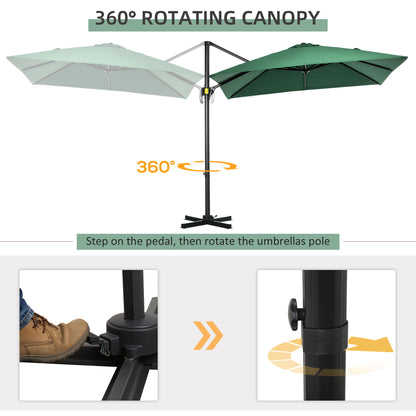 Outsunny Square Umbrella Parasol W/360\'c2\'b0 Rotation, 245Lx245Wx248H cm-Green