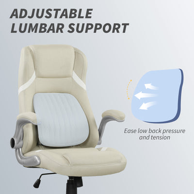 Vinsetto Linen-Look Office Chair, with Adjustable Height and Tension - Beige 