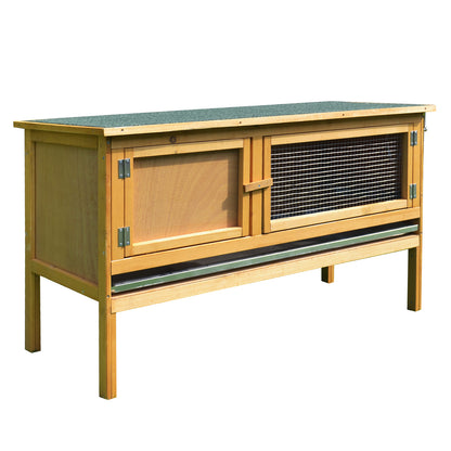 PawHut Rabbit Hutch Outdoor Guinea Pig Hutch House Small Animal Bunny Cage w/ Openable Roof, 115 x 44 x 65 cm 