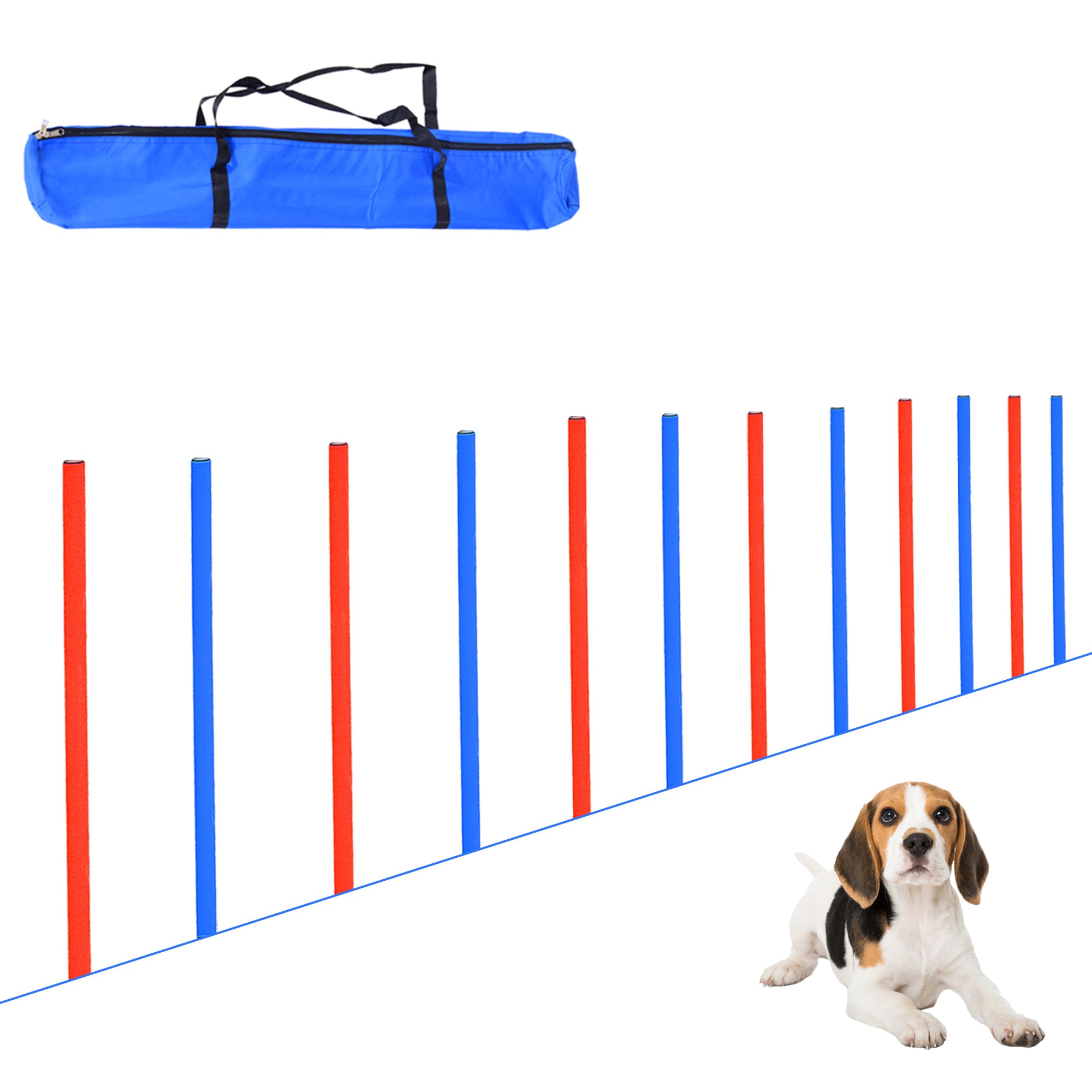 PawHut Pet Agility Training Equipment Dog Play Run Obedience Training Set Adjustable (Poles) 