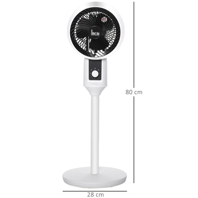 HOMCOM 9'' Air Circulator Fan 3 Speed, 70° Oscillation 90° Vertical Tilt, Carry Handle, Pedestal Fan, Pedestal Fan for Living Room, Bedroom, Office, White and Black 