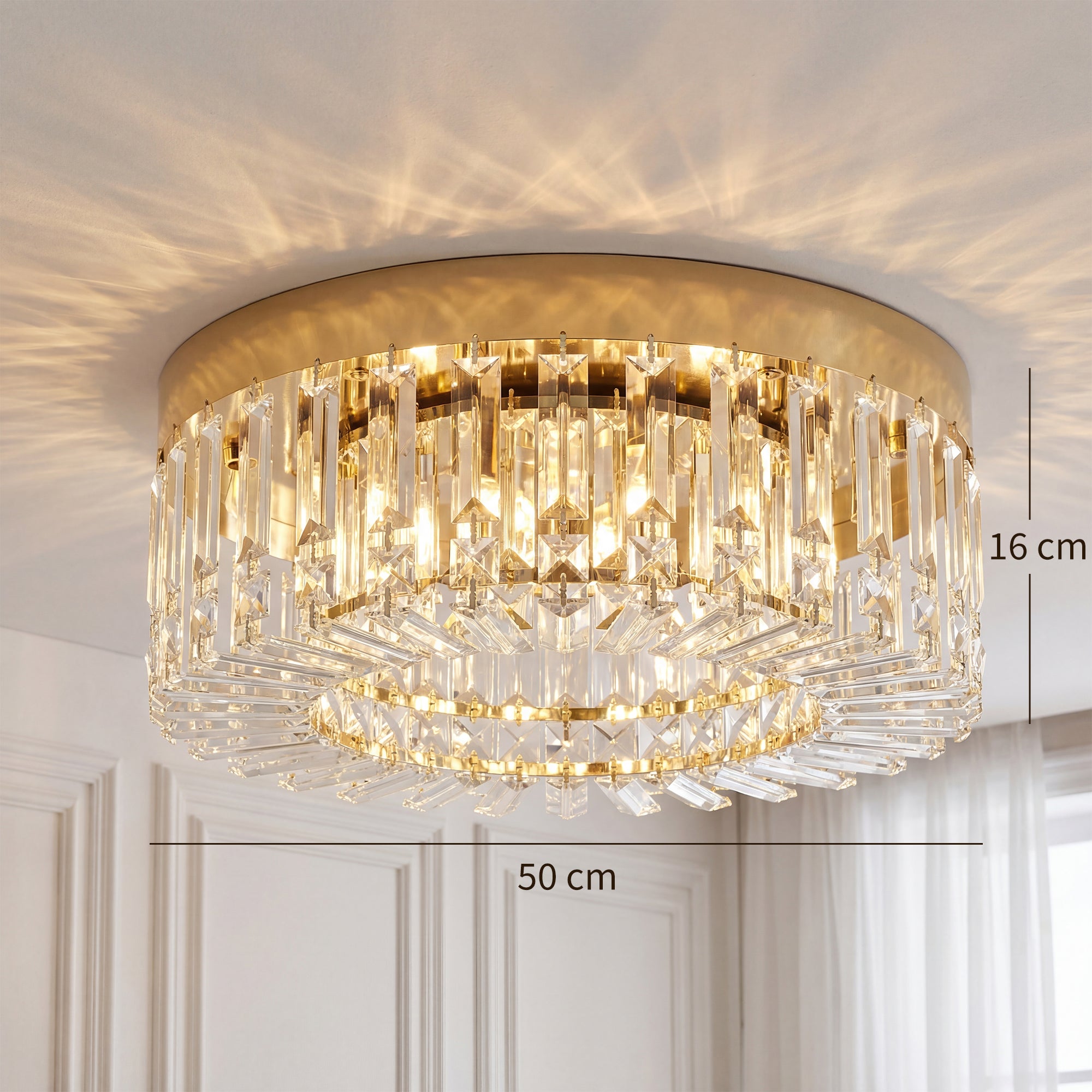 HOMCOM Crystal Chandeliers with 225 Crystal Pendants, 8-Light Ceiling Light for Living Room, Bedroom Dining Room, Gold Tone 