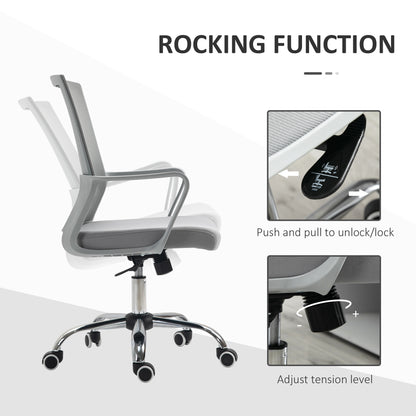 Vinsetto Ergonomic Desk Chair Mesh Office Chair with Adjustable Height Armrest and 360\'c2\'b0 Swivel Castor Wheels Grey
