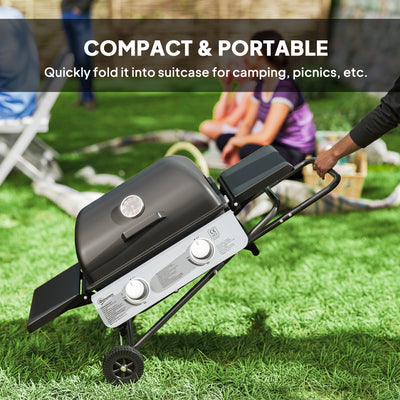 Outsunny Two-Burner Portable Suitcase BBQ - Black 