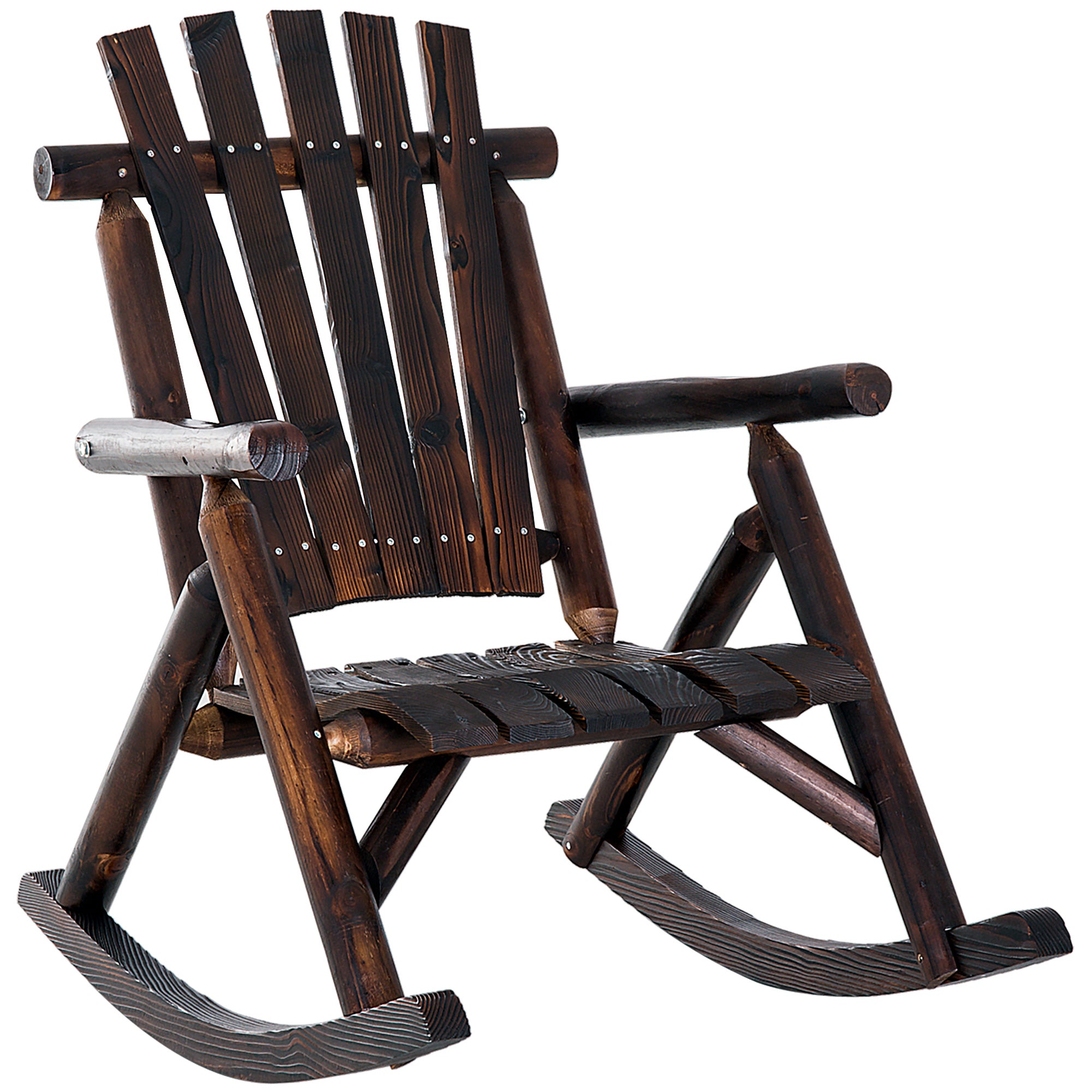 Outsunny Outdoor Fir Wood Rustic Patio Adirondack Rocking Chair Traditional Rustic Style & Pure Comfort 