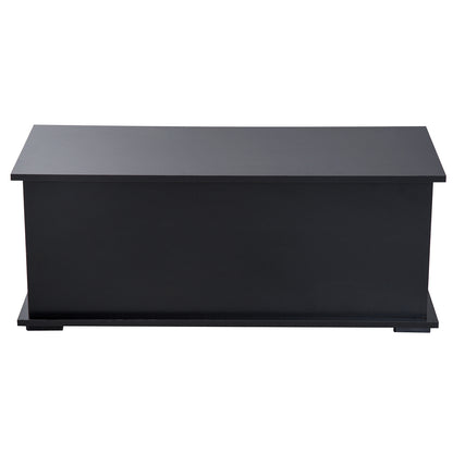 HOMCOM 113L Storage Chest, Storage Box with Flip-Top Lid and 2 Safety Hinges, Storage Trunk for Living Room, Entryway, 100 x 40 x 40 cm, Black 