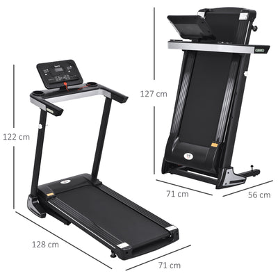 HOMCOM Folding Treadmill for Home Motorised Running Machine w/ LCD Display Black 
