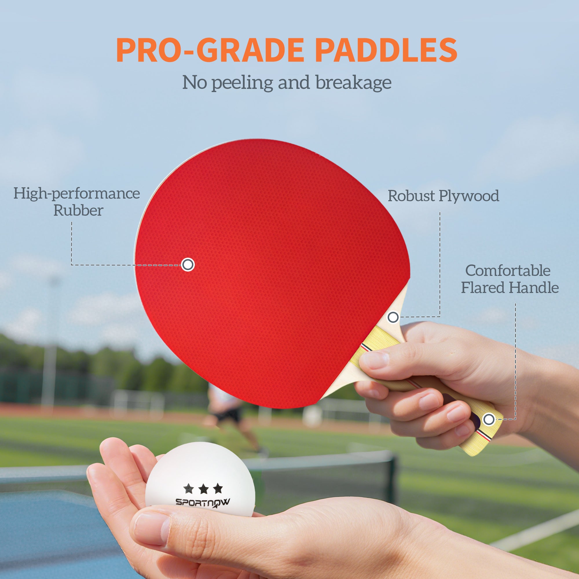 SPORTNOW Portable Table Tennis Set with Four Rackets, Eight Balls, Storage Case 