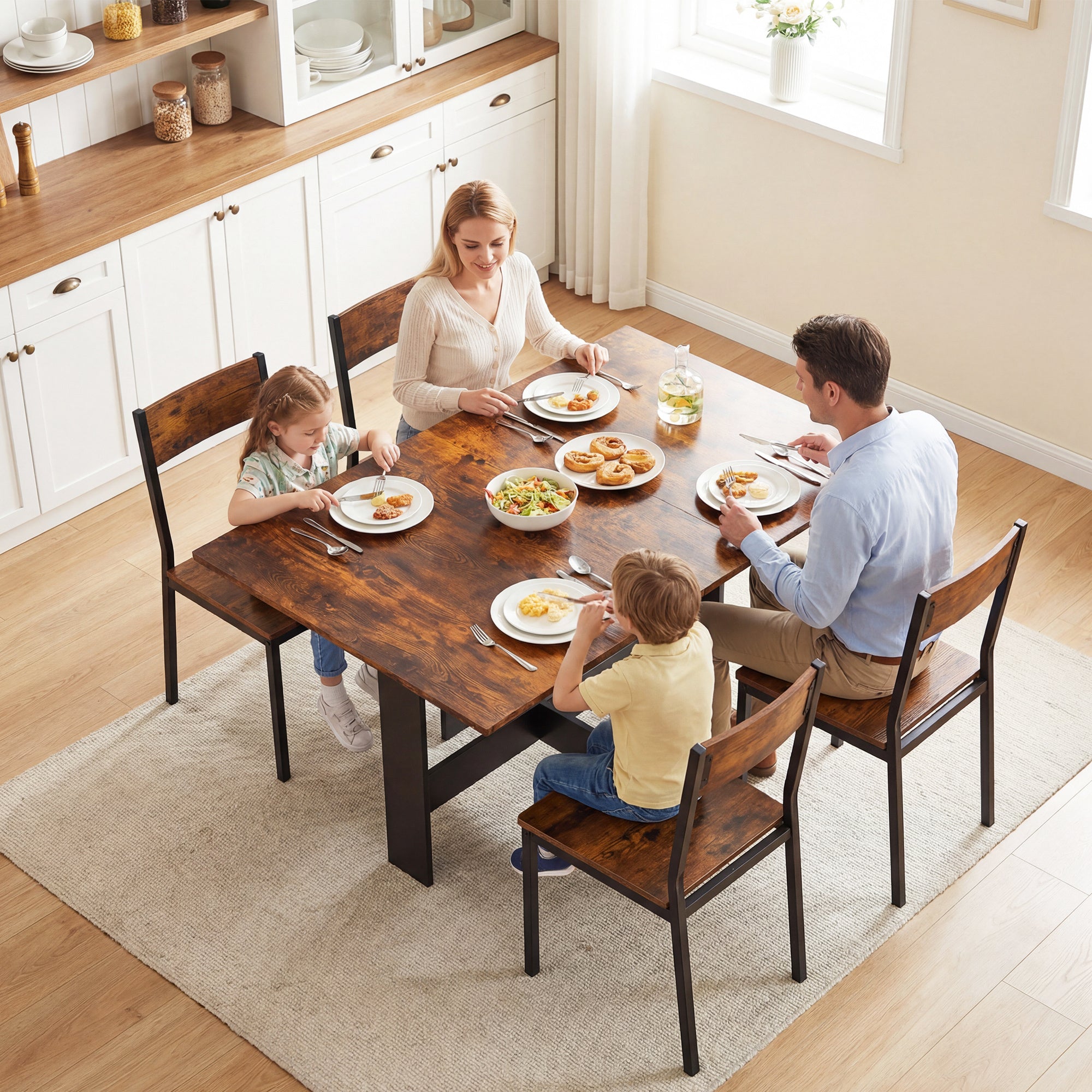 HOMCOM Folding Dining Table, Space-Saving Drop Leaf Kitchen Table for 4-6 People Rustic Brown 