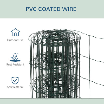 PawHut 0.6M x 10M Chicken Wire Mesh Roll Rabbit Poultry Animal Fence PVC Coated Steel Metal Garden Netting Fencing 