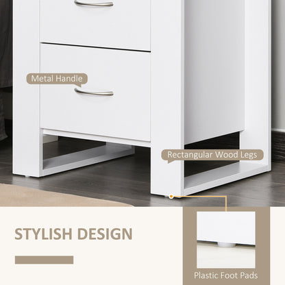 HOMCOM Bedside Table with 2 Drawers, Nightstand with Handles and Elevated Base, Side Table for Bedroom, Living Room, White 