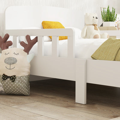 AIYAPLAY Toddler Bed, Kids Bed Frame with Safety Side Rails, Kids Bedroom Furniture for Ages 3-8 Years, White 