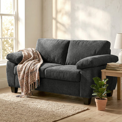 HOMCOM 2 Seater Sofa, 156cm Chenille Loveseat Sofa, Dark Grey 