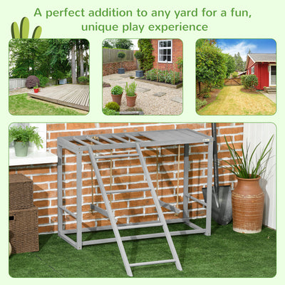 PawHut Chicken Activity Play with Swing Set for 3-4 Chickens, Wooden Chicken Coop, Grey 