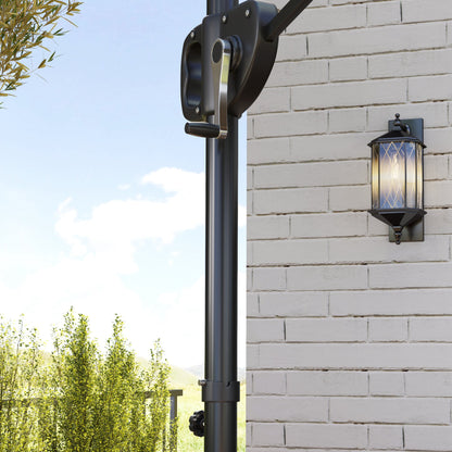 Outsunny Cantilever Parasol with Weighted Base Double Top Garden Parasol Square Hanging Patio Umbrella with Crank Tilt Khaki 