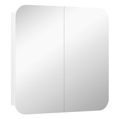 HOMCOM Arched Bathroom Mirror Cabinet with Adjustable Shelves - White 