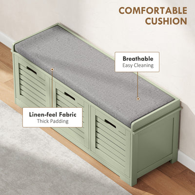 HOMCOM 3-Drawer Shoe Storage Bench - Green 