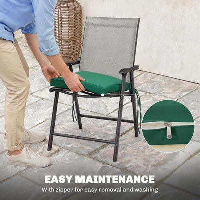 Outsunny Set of 6 Chair Cushion Seat Pads Dining Chair w/ Straps, Indoor Outdoor Removable Tie On Garden Patio, Green 