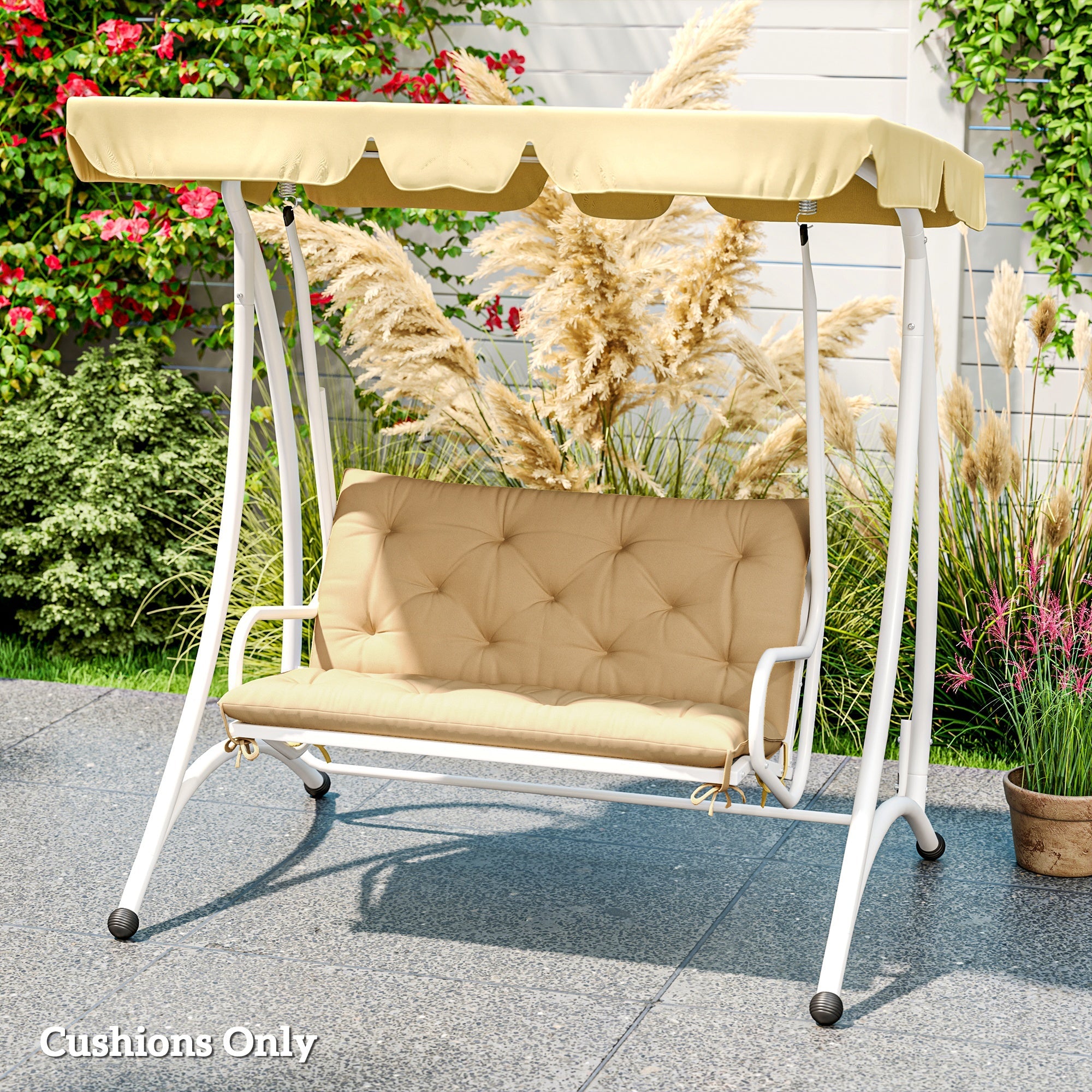 Outsunny Two-Seater Bench Cushion - Khaki 