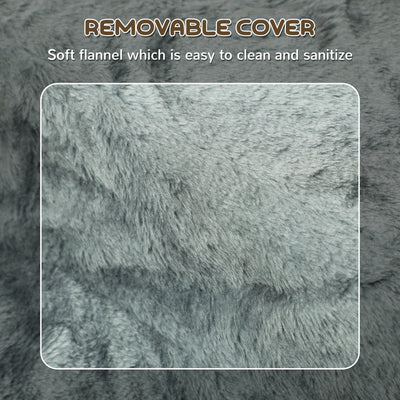 PawHut Three-Step Dog Stairs, with Washable Plush Cover, for High Bed Sofa, Dog Stairs for Small Dog and Cat - Light Grey 