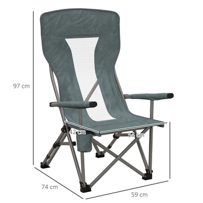 Outsunny Folding Camp Chair Portable Chair w/ Cup Holder Holds up to 136kg Perfect for Camping, Festivals, Garden, Caravan Trips, Fishing, Beach and BBQs 