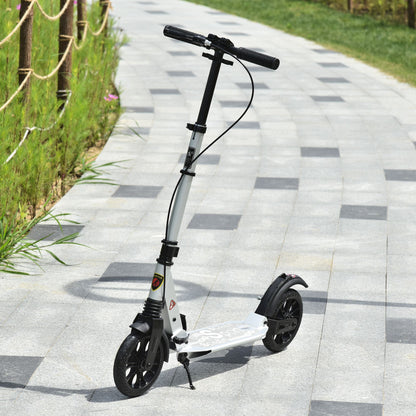 HOMCOM Teen/Adults Aluminium Folding Kick Scooter w/ Shock Mitigation System Silver 