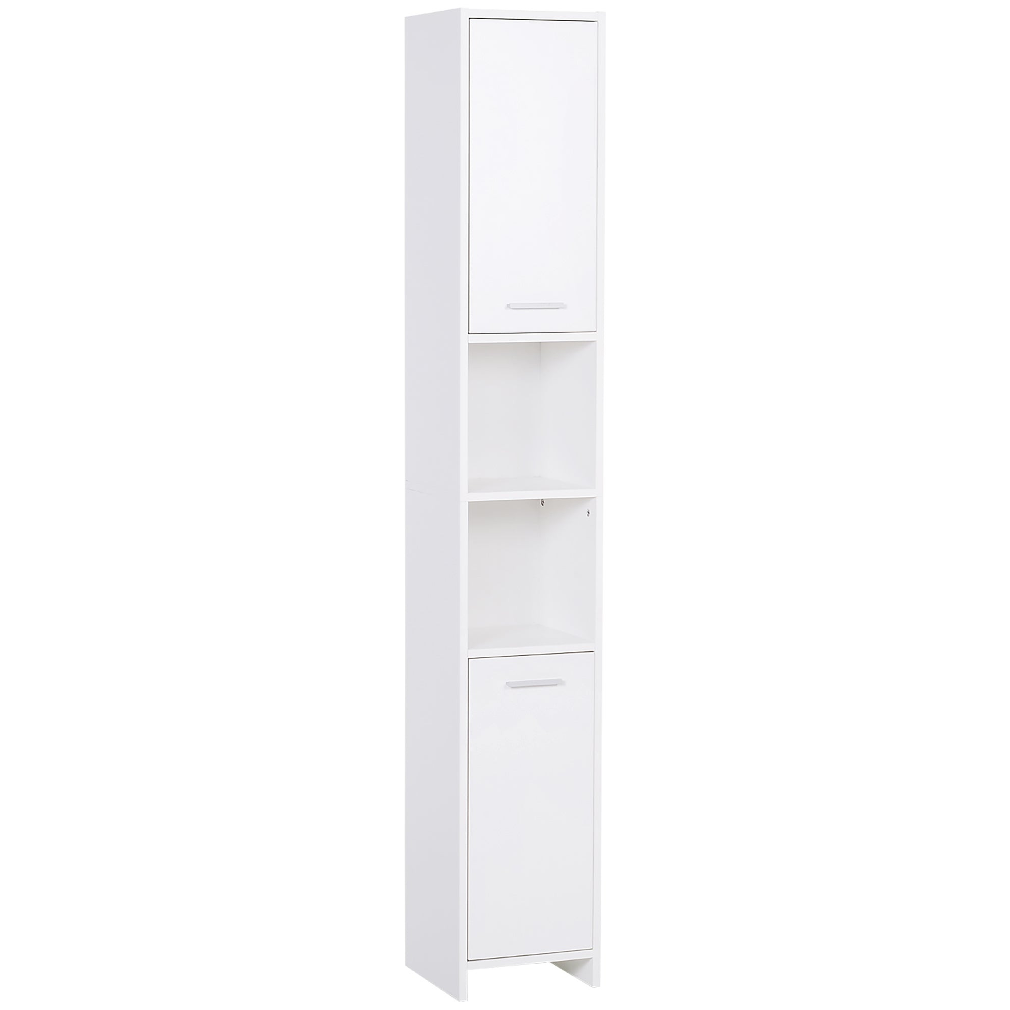 HOMCOM Bathroom Floor Storage Cabinet Slim Tallboy w/ Door Cupboard & Shelves For Living Room, Bedroom, Hallway White 