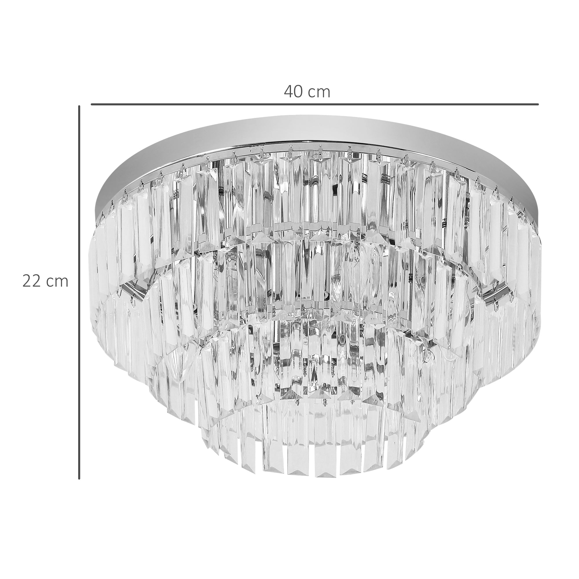 HOMCOM Round Crystal Ceiling Lamp 7 Lights Chandelier Mounted Fixture For Living Room Dining Room Hallway Modern 