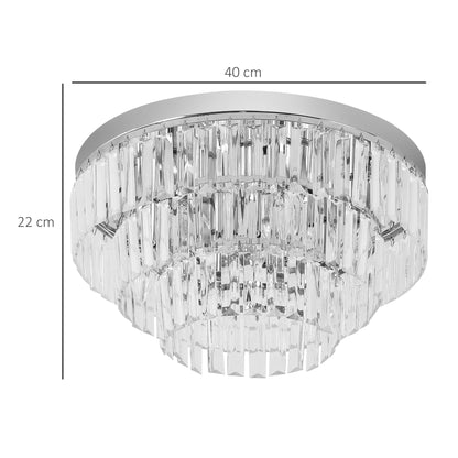HOMCOM Round Crystal Ceiling Lamp 7 Lights Chandelier Mounted Fixture For Living Room Dining Room Hallway Modern 