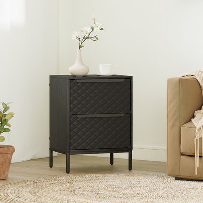 HOMCOM Chest of Drawers, Dresser with 2 Fabric Drawers and Aluminium Handles - Black 