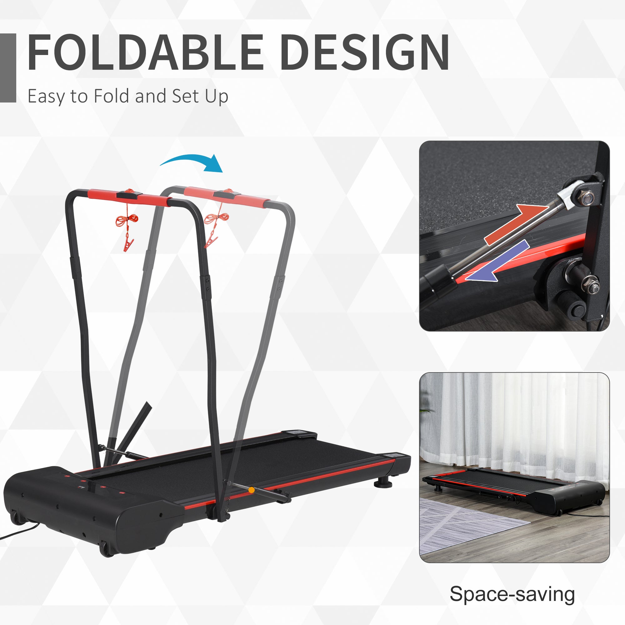 HOMCOM Foldable Walking Machine Treadmill 1-6km/h with LED Display & Remote Control Exercise Fitness for Home Office 
