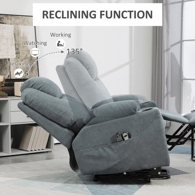 HOMCOM Lift-And-Recline Massage Armchair, with Heat - Grey 