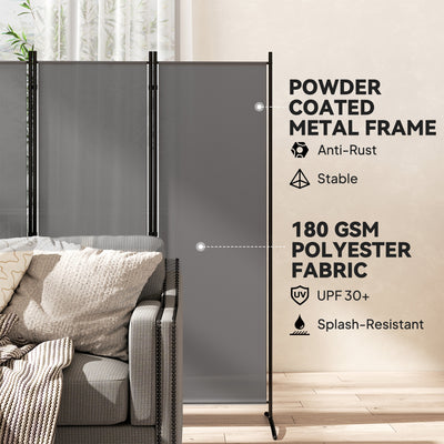 Outsunny 6 Panel Folding Room Divider Foldable Freestanding Garden Privacy Screen, 332 x 172 cm, Dark Grey 