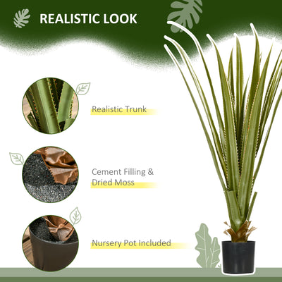HOMCOM Set of 2 Artificial Plants Agave Succulent in Pot Desk Fake Plants for Home Indoor Outdoor Decor, 15x15x90cm, Green 