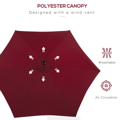 Outsunny 2.6M Garden Parasol Umbrella with Tilt and Crank, Outdoor Sun Parasol Sunshade Shelter with Aluminium Frame, Wine Red 
