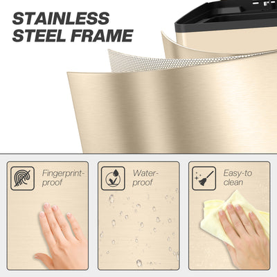 HOMCOM 40L Dual Compartment Stainless Steel Bin, with Deodoriser Holders - Gold Tone 