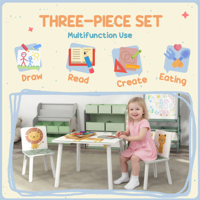 AIYAPLAY 3-Piece Toddler Table and Chair Set, Kids Table with 2 Chairs Set for Bedroom, Nursery, Playroom, Green 