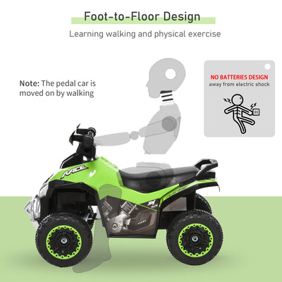HOMCOM Toddler Kids Ride On Car Walker Foot To Floor Green/Black 