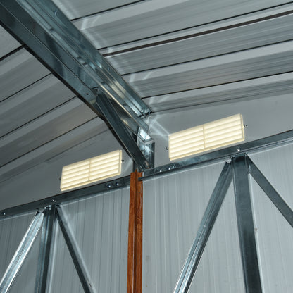 Outsunny 6.5 x 5ft Garden Shed, Metal Storage Tool House Gardening Tool Storage with Shutter Vents, Brown 