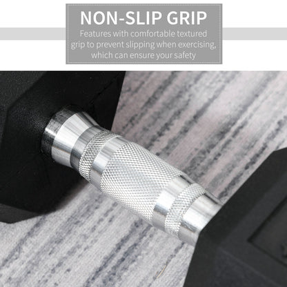 HOMCOM 15KG Single Rubber Hex Dumbbell Portable Hand Weights Dumbbell Home Gym 