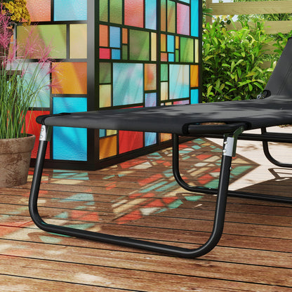 Outsunny Garden Sun Lounger, with Five-Position Back - Black 