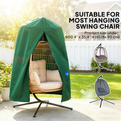 Outsunny 190 x Φ128cm Hanging Egg Chair Furniture Cover - Green 