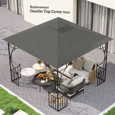 Outsunny 3x3(m) Replacement Gazebo Canopy, Double Tier Roof Top for Garden, Patio, Outdoor, Grey (TOP ONLY) 