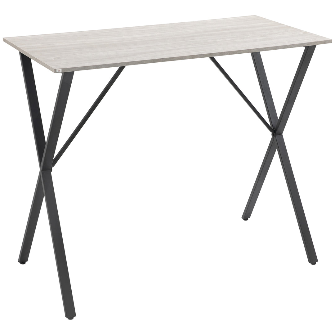 HOMCOM 120 cm Rectangular Bar Table for 4 People, Modern Kitchen Table with Wood Effect Tabletop, Steel Legs, for Living Room, Home Bar, White 
