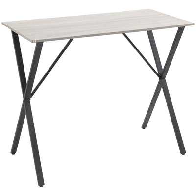 HOMCOM 120 cm Rectangular Bar Table for 4 People, Modern Kitchen Table with Wood Effect Tabletop, Steel Legs, for Living Room, Home Bar, White 
